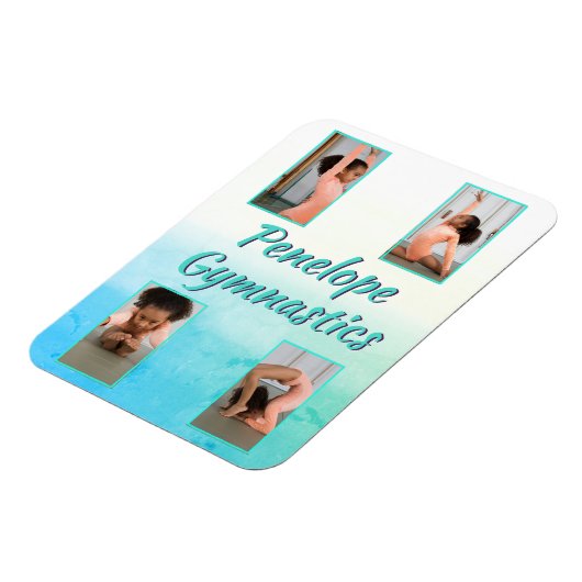 水彩グラデーション名前をカスタムする、スポーツ&写真 マグネット (左側)