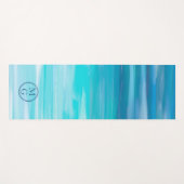 水彩グラデーション抽象芸術ネイビーブルーアクアモノグラム ヨガマット (正面(横))