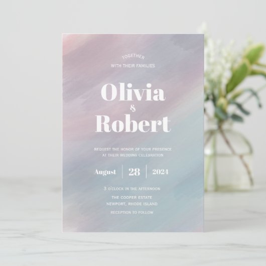水彩グラデーション結婚式招待状 招待状 (スタンド正面)