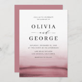 水彩グラデーション赤モダン結婚式招待状 招待状 (正面/裏面)