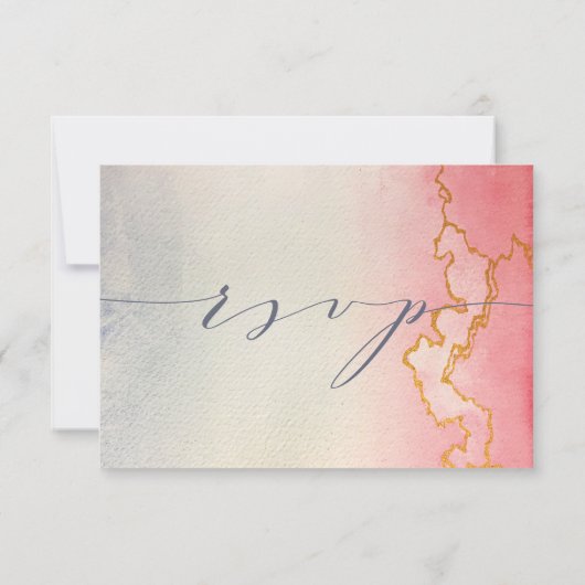 水彩グラデーション金ゴールド大理石 | RSVP 招待状 (裏面)