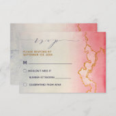 水彩グラデーション金ゴールド大理石 | RSVP 招待状 (正面/裏面)