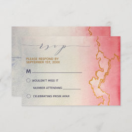 水彩グラデーション金ゴールド大理石 | RSVP 招待状