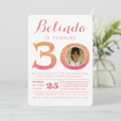 水彩グラデーション30歳誕生日パーティー写真招待状 招待状 (スタンド正面)