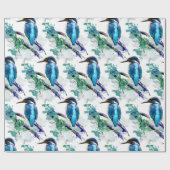 水彩グラフィックアートキングフィッシャー魚釣りバードアート ラッピングペーパー (フラット)