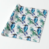 水彩グラフィックアートキングフィッシャー魚釣りバードアート ラッピングペーパー (アンロールド)