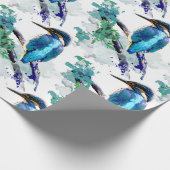 水彩グラフィックアートキングフィッシャー魚釣りバードアート ラッピングペーパー (角)