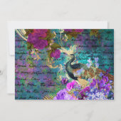 水彩グランジ孔雀と花Sweet 16 招待状 (裏面)