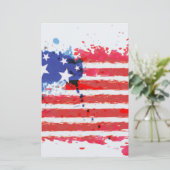 水彩グランジ米国国旗 便箋 (スタンド正面)