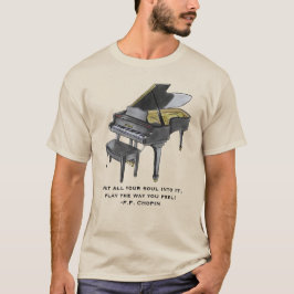 水彩グランドピアノイラスト・ショパンの引用 Tシャツ
