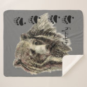 水彩グリズリーベアーワイルドライフ自然アート シェルパブランケット (正面(横))