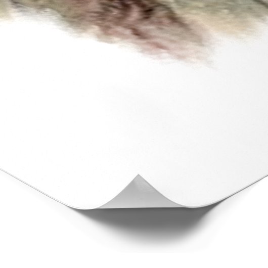 水彩グリズリーベアーワイルドライフ自然アート ポスター (角)