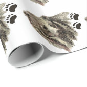 水彩グリズリーベアー動物自然アート ラッピングペーパー (ロールコーナー)