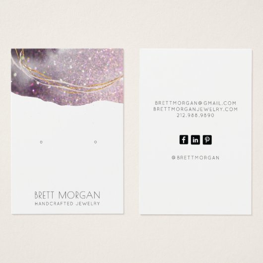 水彩グリッターイヤリングジュエリー表示カード (正面&裏面)