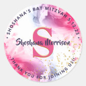 水彩グリッタースクリプトモノグラムありがとう ラウンドシール (正面)