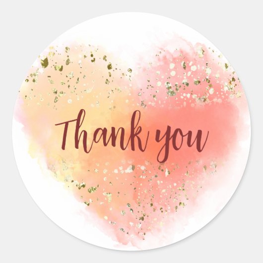 水彩グリッターハート&ユーズ ラウンドシール (正面)