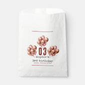 水彩グリッターバラ金ゴールドバルーン3歳の誕生日 フェイバーバッグ (正面)