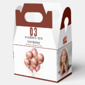 水彩グリッターバラ金ゴールドバルーン3歳の誕生日 フェイバーボックス (オープン)