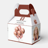 水彩グリッターバラ金ゴールドバルーン3歳の誕生日 フェイバーボックス (正面サイド)