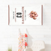 水彩グリッターバラ金ゴールドバルーン3番目の誕生日 横断幕 (インサイチュ)