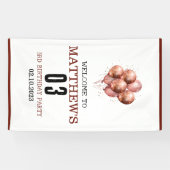 水彩グリッターバラ金ゴールドバルーン3番目の誕生日 横断幕 (横)