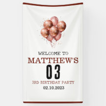 水彩グリッターバラ金ゴールドバルーン3番目の誕生日