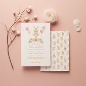 水彩グリッターピンクツゥバレリーナベビーシャワー 招待状