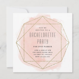 水彩グリッターピンクバチェロレッテ 招待状