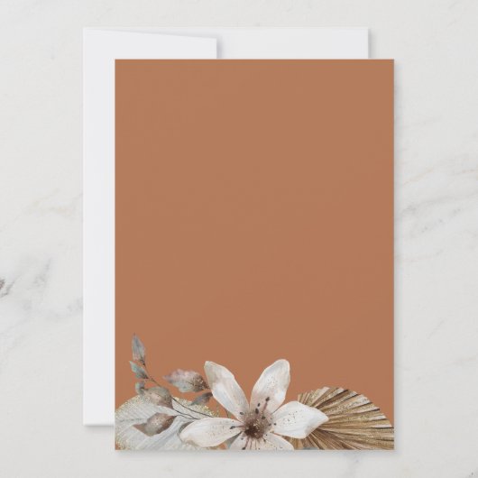 水彩グリッターフローラレオパードブライダルシャワーイン 招待状 (裏面)