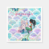 水彩グリッターマーメイド誕生日 スタンダードカクテルナプキン (正面)