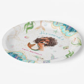 水彩グリッターマーメイド誕生日 ペーパープレート (アングル)