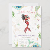 水彩グリッターマーメイド誕生日 招待状 (正面)