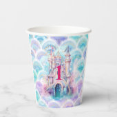 水彩グリッターマーメイド誕生日 紙コップ (裏面)