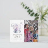 水彩グリッターユニコーンウィンターホリデーフォト シーズンポストカード (スタンド正面)