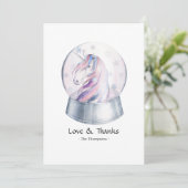 水彩グリッターユニコーンクリスマスベビーシャワー サンキューカード (スタンド正面)
