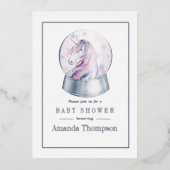 水彩グリッターユニコーンクリスマスベビーシャワー 箔招待状 (正面)