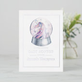 水彩グリッターユニコーンクリスマスベビーシャワー 箔招待状 (立ち正面)