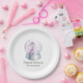 水彩グリッターユニコーンクリスマス ペーパープレート (パーティー)