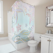 水彩グリッター人魚の尾が海の下 シャワーカーテン (インサイチュ)