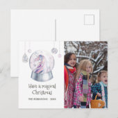 水彩グリッター ユニコーン 冬のホリデー フォト シーズンポストカード (正面/裏面)