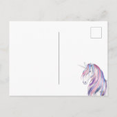 水彩グリッター ユニコーン 冬のホリデー フォト シーズンポストカード (裏面)