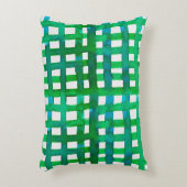 水彩グリッド – 緑 アクセントクッション (正面(垂直))