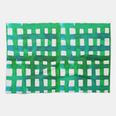 水彩グリッド – 緑 キッチンタオル (横)