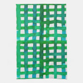 水彩グリッド – 緑 キッチンタオル (縦)