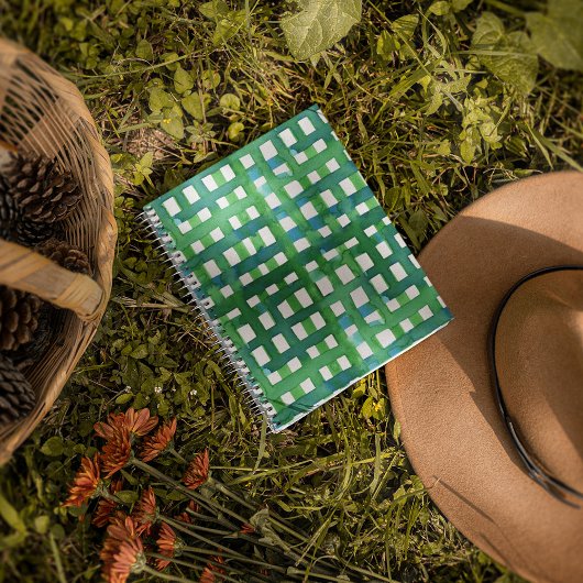 水彩グリッド – 緑 ノートブック