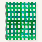 水彩グリッド – 緑 ノートブック (正面)