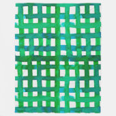 水彩グリッド – 緑 フリースブランケット (正面)