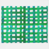 水彩グリッド – 緑 フリースブランケット (正面(横))