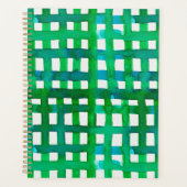 水彩グリッド – 緑 プランナー手帳 (正面)