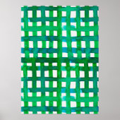 水彩グリッド – 緑 ポスター (正面)